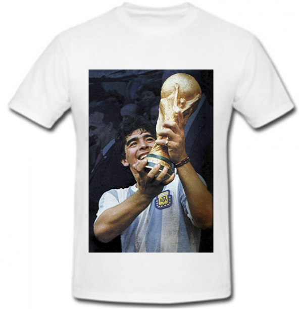 Remera blanca personalizada con foto de Maradona
